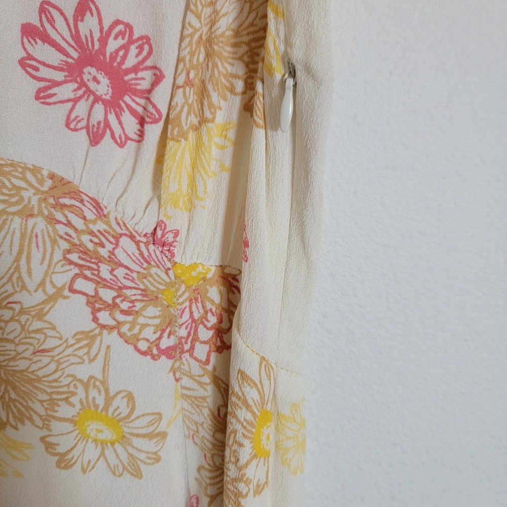 Free People Cream Mini Dress with Pink and Yellow Floral Motif - Picture 10 of 12